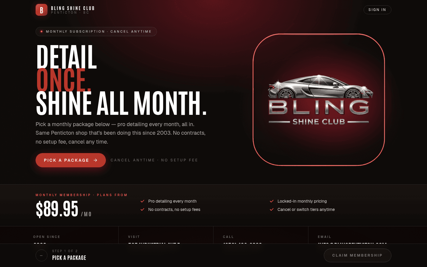 A live membership site Prolead built and hosts for Bling Shine Club